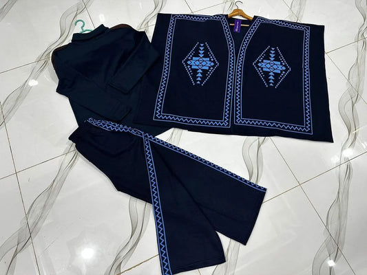 3 Pcs Women’s Stitched Fleece Printed Tracksuit – Warm, Stylish & Comfortable