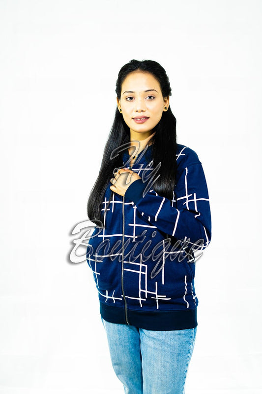 Polka Dot Zipper Jacket for Women & Girls | Stylish, Warm & Trendy Winter Wear | Comfortable Casual Outerwear