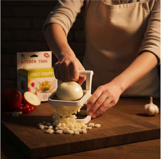 3-in-1 Multi Chopper – Heavy-Duty Stainless Steel Apple, Fruit & Potato Slicer for Fast, Even Cutting | Quick Kitchen Food Prep Tool.