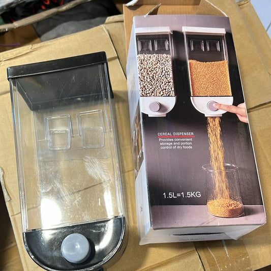 1Pc 1500ml Wall-Mounted Grain Storage Box – Cereal, Rice, Oats & Dry Fruit Dispenser | Kitchen Food Organizer Container.