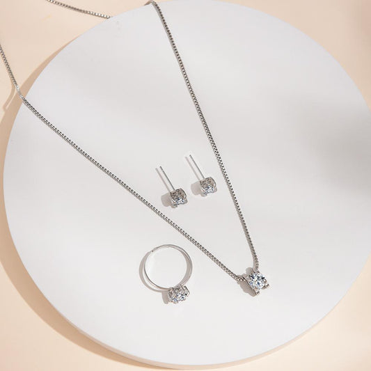 Bridal Silver Plated Rhinestone Jewelry Set