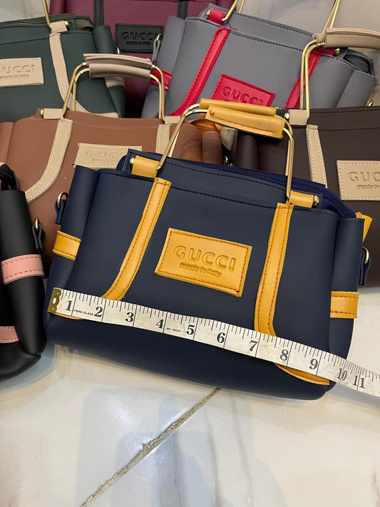 Trendy Girl's Hand Bag Set - 2 Pcs Rexine Plain Design